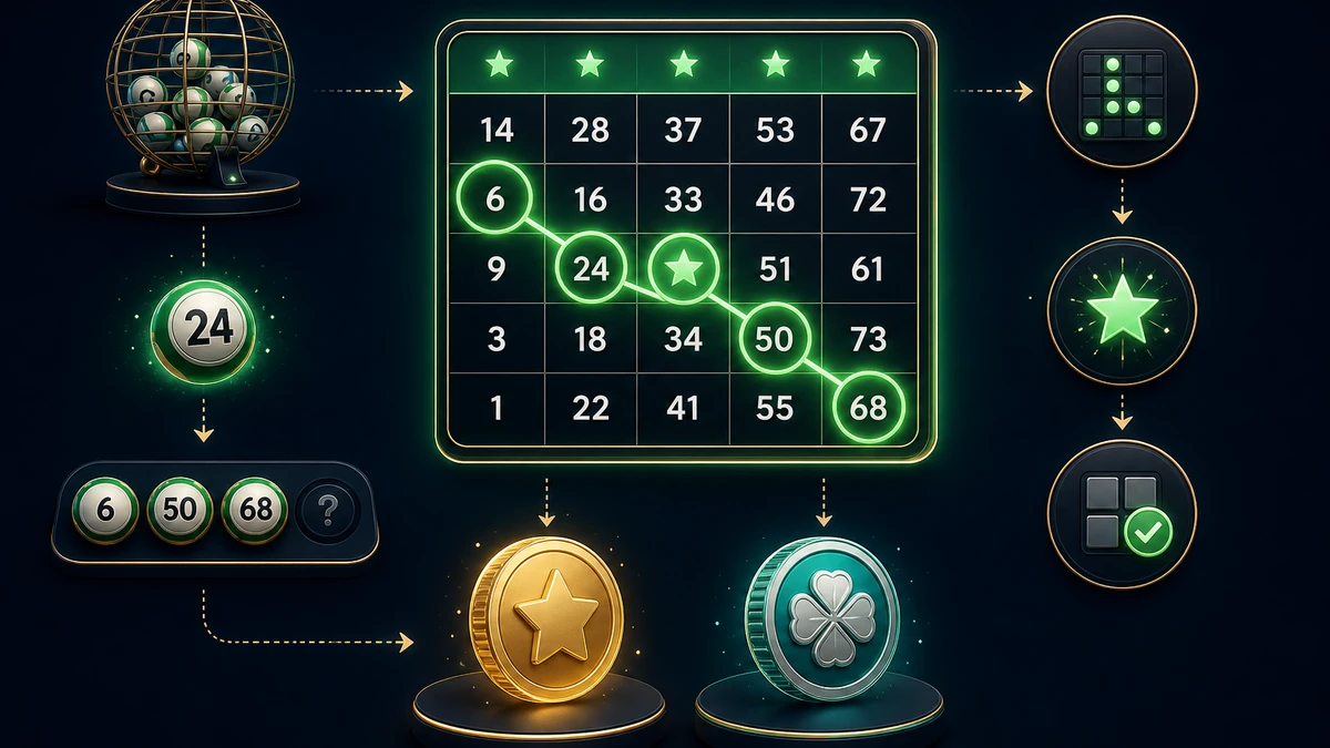 HitJuwa educational graphic for How Bingo Works at Sweepstakes Social Casinos
